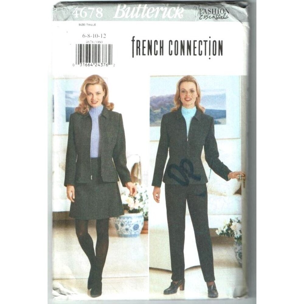 Butterick 4678 Sewing Pattern Misses Jacket Skirt‎ French Connection Sz 6-12